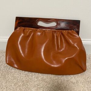 Vintage Brown Faux Leather Clutch